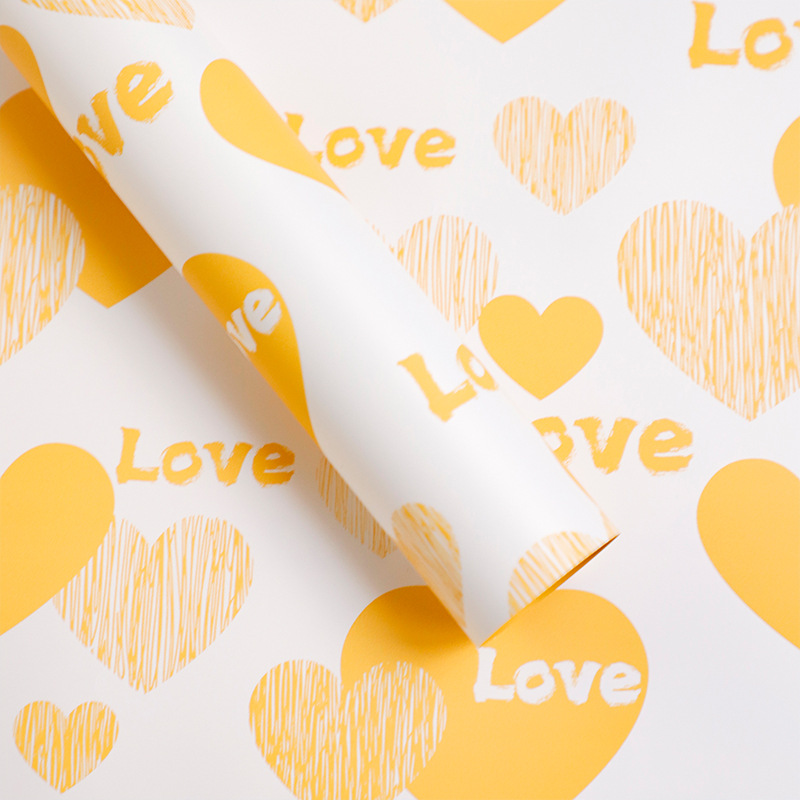 Flor Xi plumage papel amor en el corazón flor embalaje impermeable engrosado papel de flor DiDi florista material de arte floral