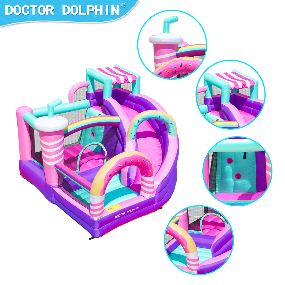 Castillo inflable para el hogar Doctor Dolphin, trampolín para niños, parque de atracciones pequeño para interiores, tobogán inflable, cama elástica para exteriores.