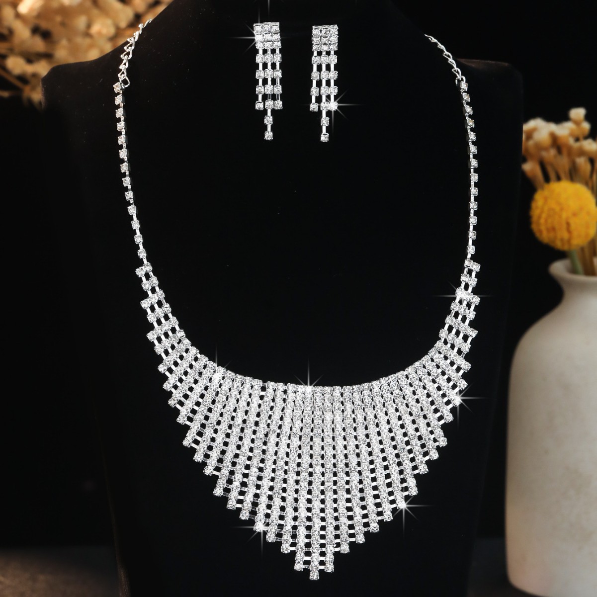 Braut Schmuckset Mit Strasssteinen Für Hochzeitskleider_voghion.com