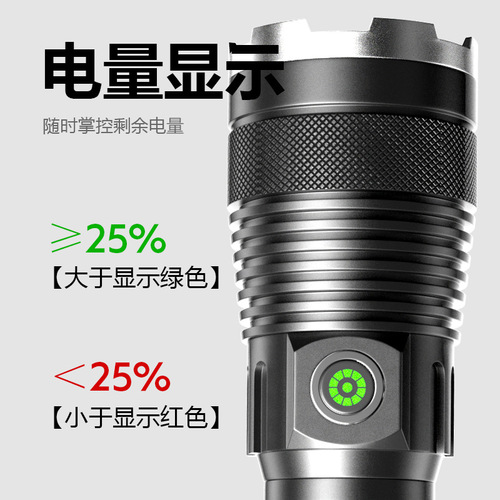 New LED Strong Beam Flashlight Wholesale Type-C Charging P50 Zoom Emergency Multi-Function Outdoor Flashlight