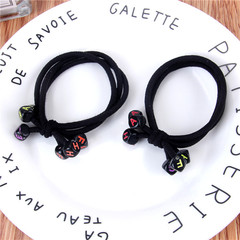 Classic Black Letter Bead Hairband with Knot, Elastic Hair Tie with Double-Line Rubber Band for Wholesale