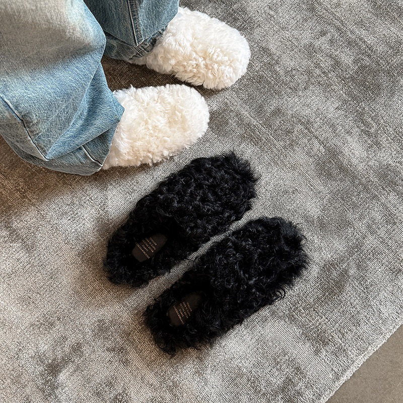 zijin家~小暖包~博主款~时髦包头半拖澳羊毛平底毛毛拖鞋2025秋冬