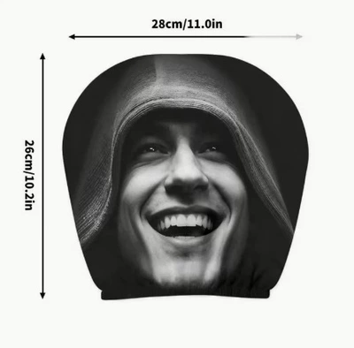 Universal seat cover — car headrest cover, TEMU can be - funny-scary-man-wearing-a-hat-double-sided-printing-1-piece
