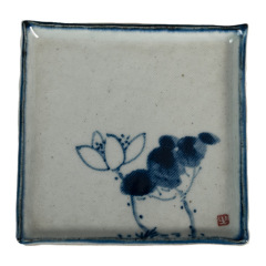 Stoneware coaster, ceramic saucer, Kung Fu tea set, tea ceremony accessories, hand-painted blue and white antique tea coaster