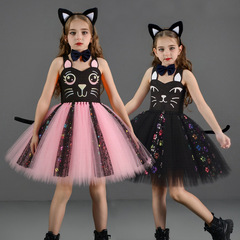 ハロウィンかわいい猫動物コスプレチュチュスカート子供のコスプレ衣装女の子黒猫スカート