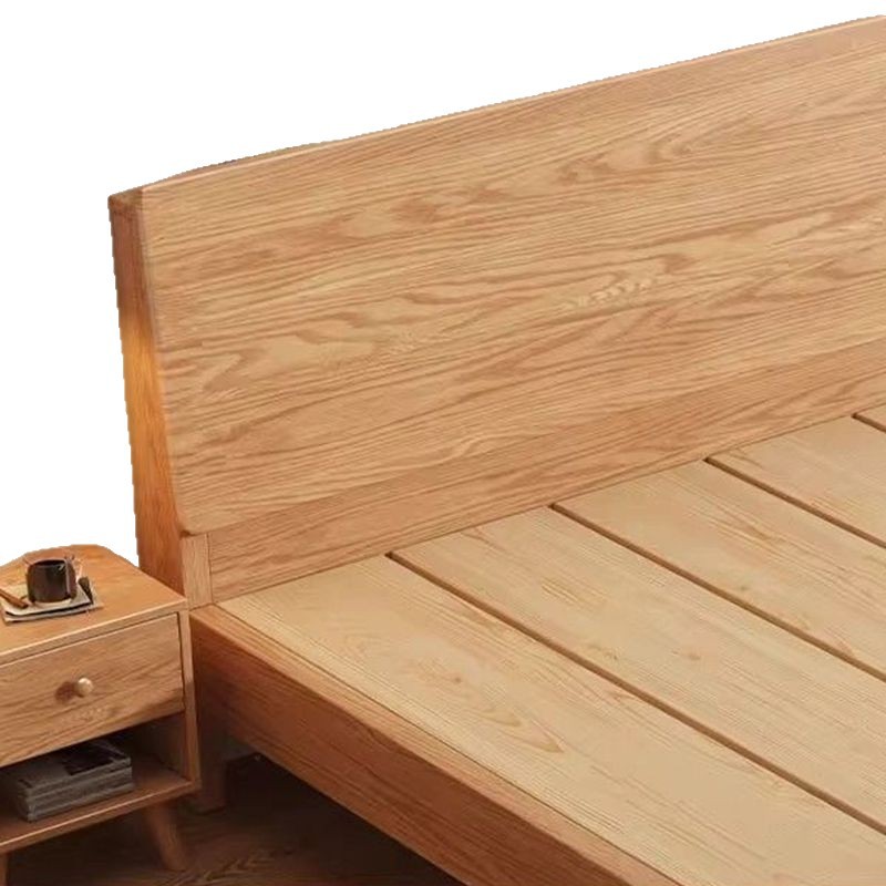 Cama de madera sólida, cama doble moderna y simple, cama de roble principal, marco de costilla a prueba de humedad, madera sólida, cama de madera sólida.