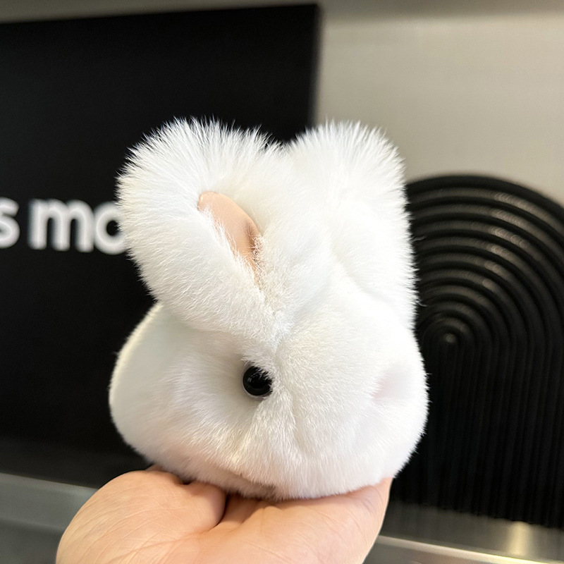 獭兔毛小玉兔汽车钥匙扣挂件ins网红毛绒小兔子玩偶公仔包包挂饰