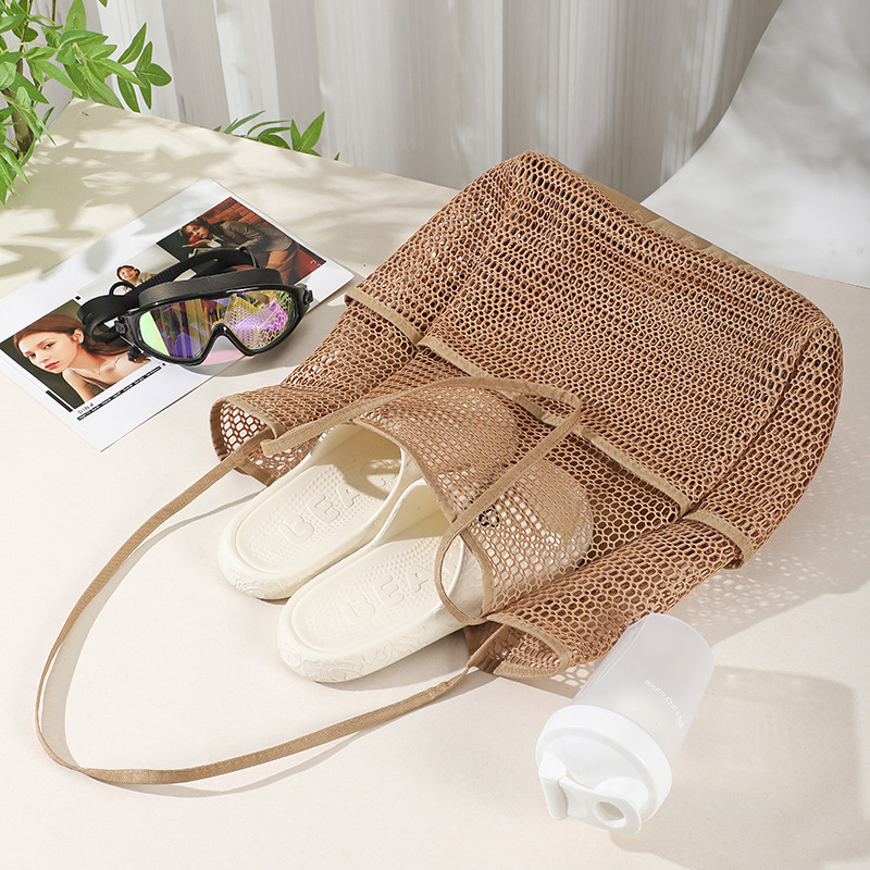 Bolsa de playa de explosión transfronteriza portátil de gran capacidad bolsa de malla de viaje al aire libre de un solo hombro bolsa de almacenamiento de baño de playa