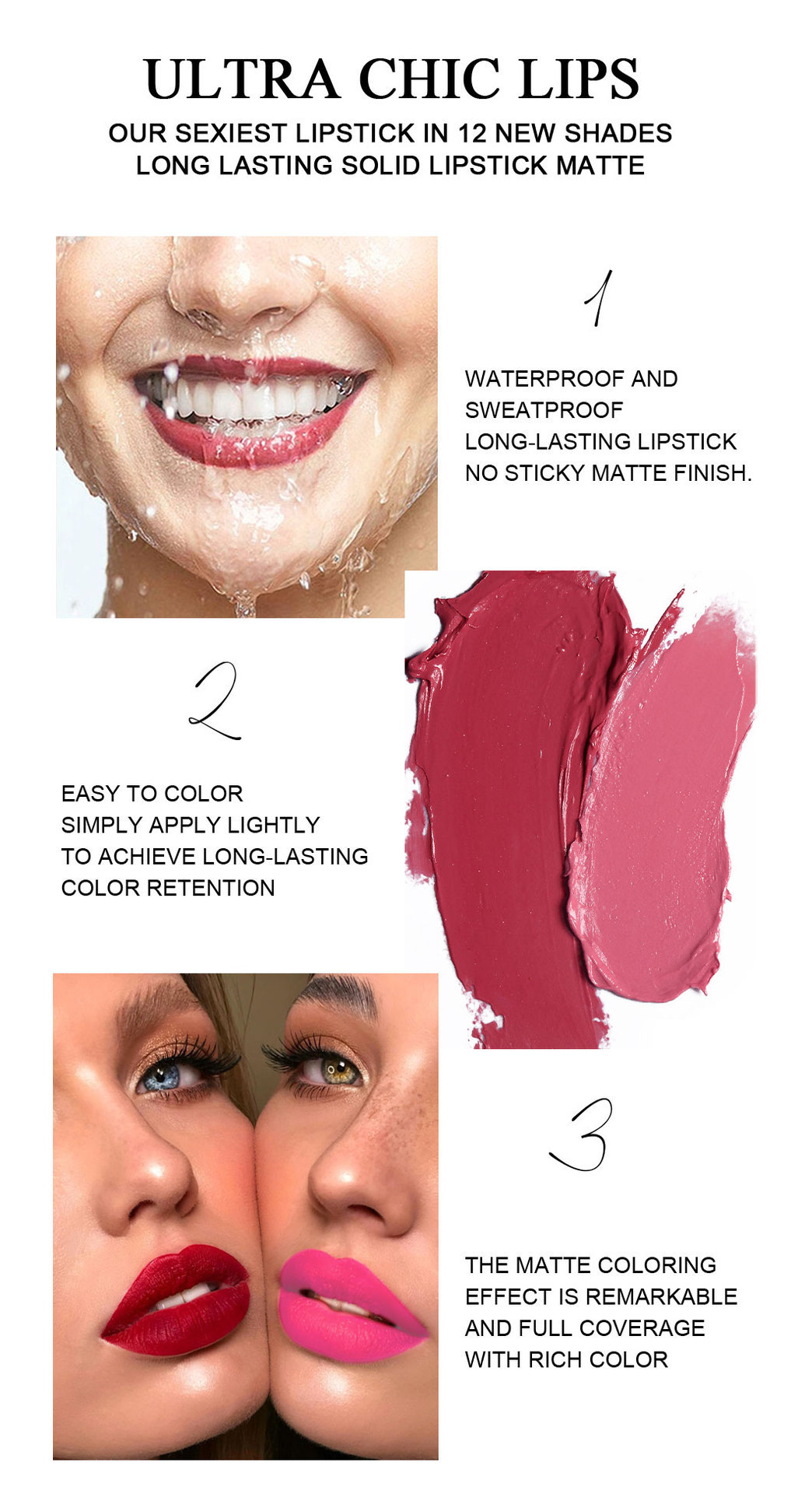 6-piece matte lipstick, cross-border lip makeup, Aunt Red, easy to apply, export lip gloss set, not easy to smudge undefined