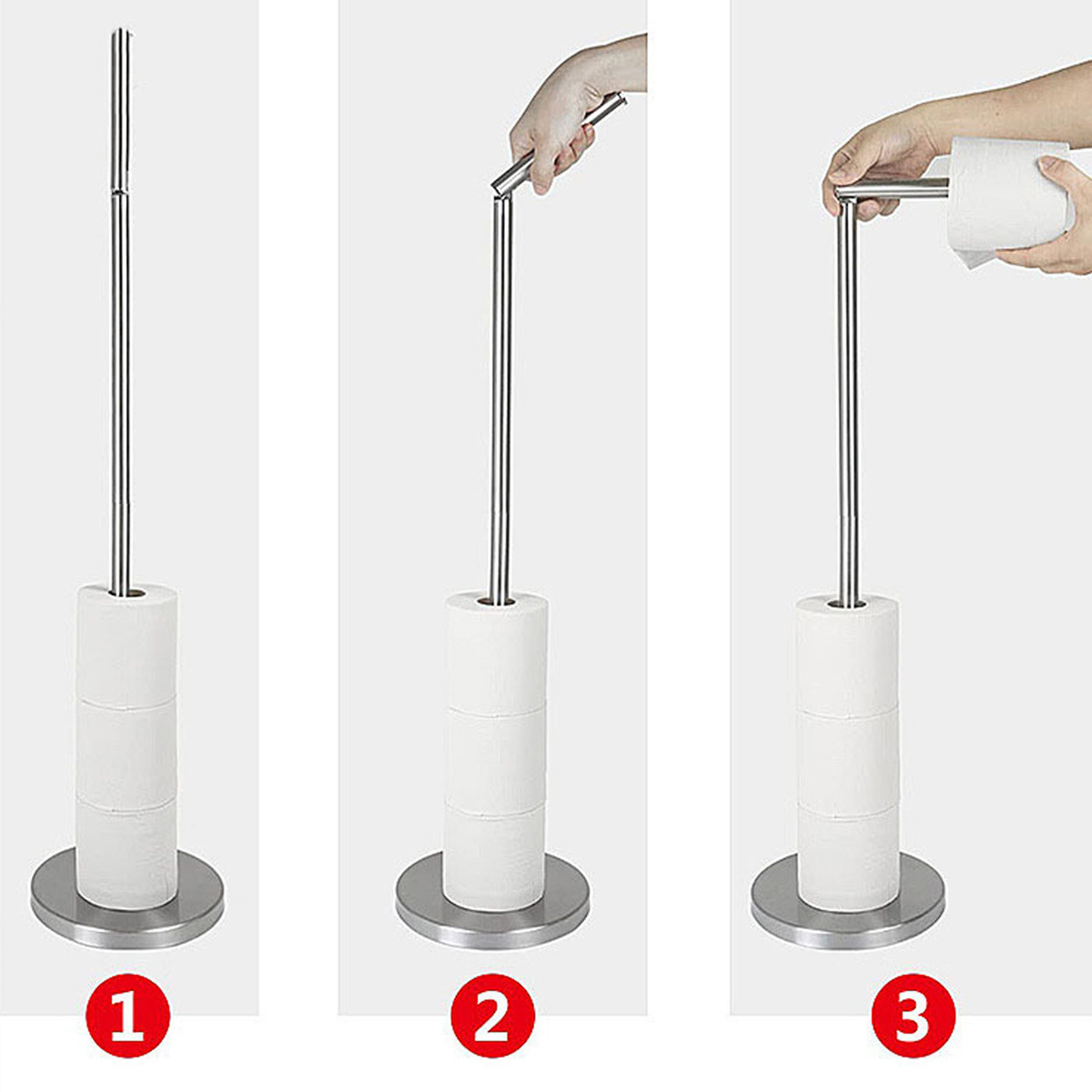 Acero inoxidable transfronterizo vertical toallas de papel de cocina de baño estante de papel de baño móvil estante de papel de baño estante de papel de piso