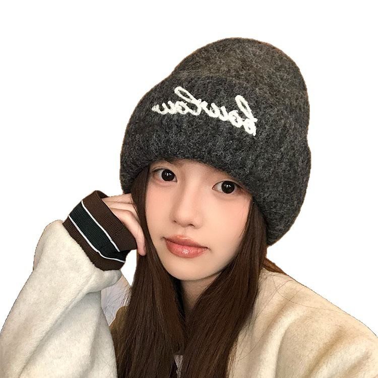 Herbst Winter Für Frauen Amerikanischen Stil Vielseitig Brief Slouchy Beanie Großer Umfang Warme Kopf Wrap Outdoor Casual_voghion.com