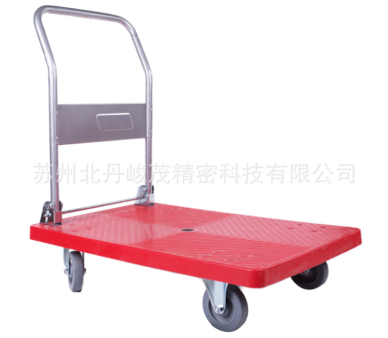 板手推车仓库拉货搬运物流静音小推车四轮运输工具折叠拖车