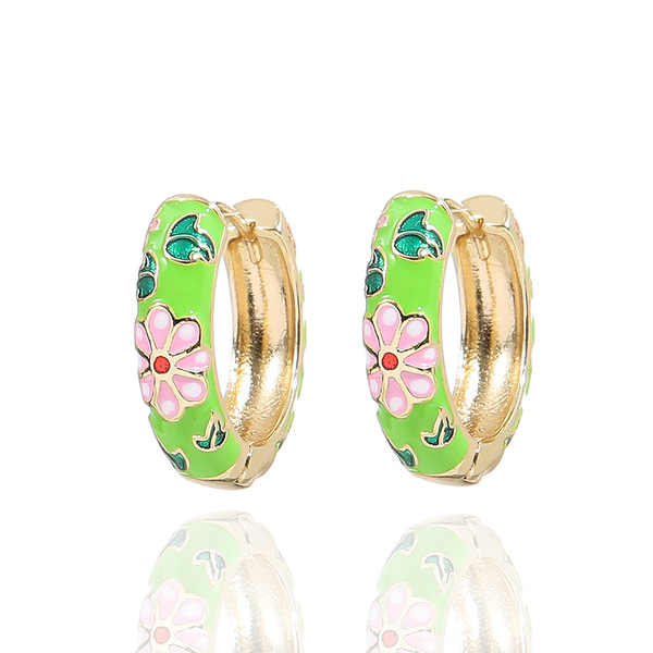Earring new women's popular jewelry dripping oil flower flower…
