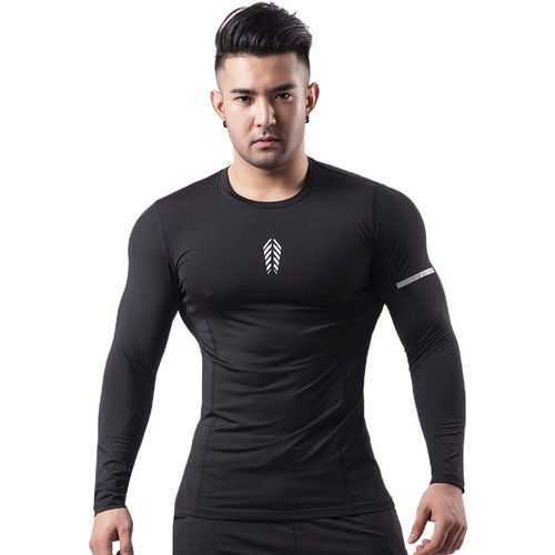 Long-sleeved fitness clothing for men in autumn and winter, tight-fitting quick-drying pro clothing, outdoor training, yoga, running, sweaty sportswear