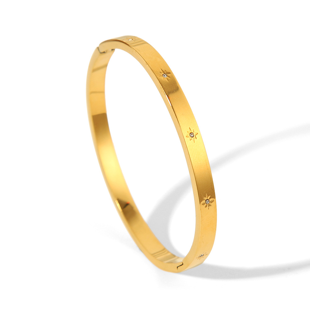 Venta caliente transfronteriza de 5mm pequeño de acero inoxidable ocho mang estrella 18K no se desvanece a prueba de agua pulsera de mujer joyería chapada en oro popular