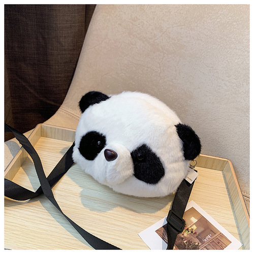Cute crossbody bag for children birthday girl shoulder bag grab gift panda bag wholesale cartoon plush crossbody bag