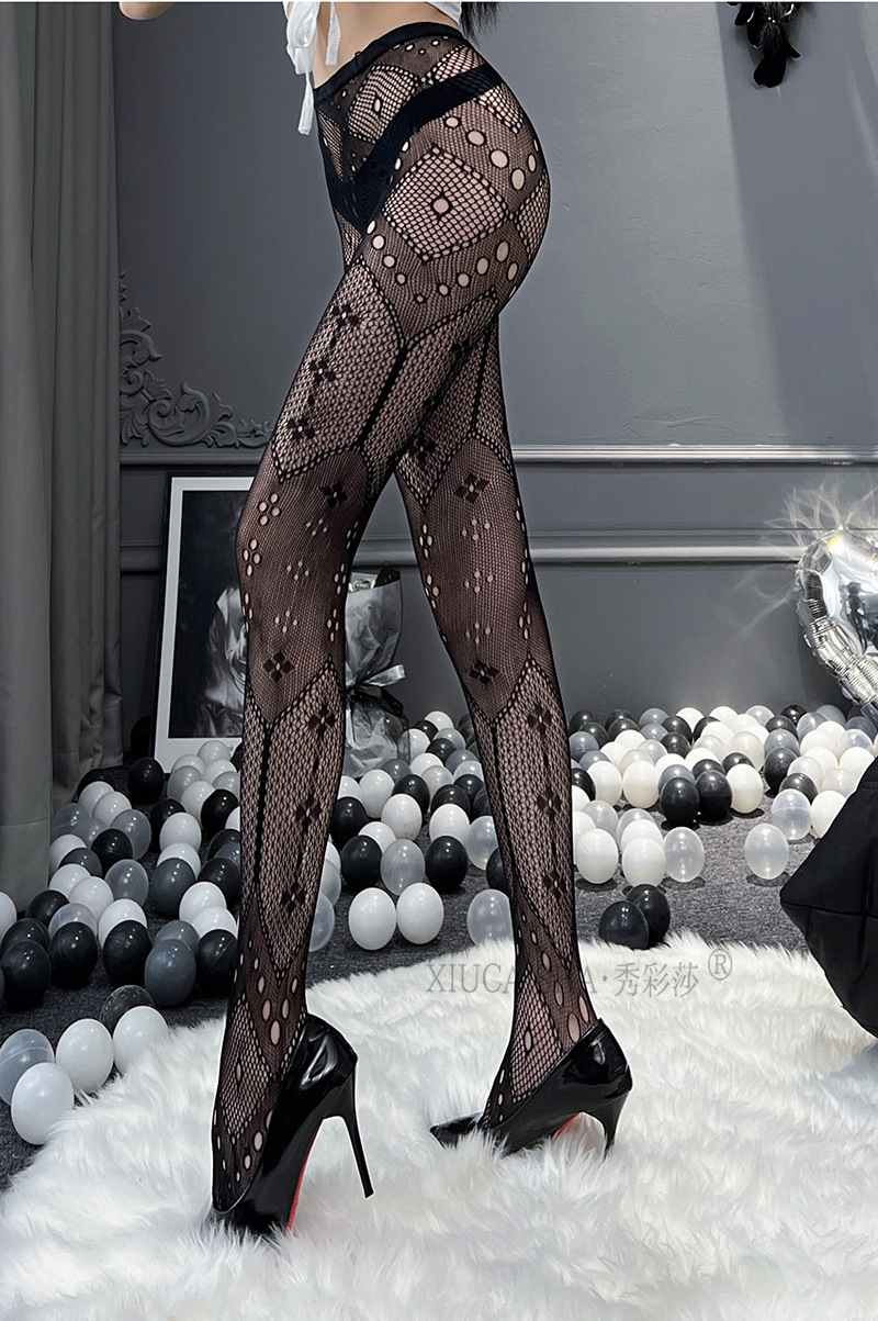 Ultra-Thin Black Lace Stockings, Plus Size Hand-Tearable Pantyhose, One Size Intimate Wear — detail image 11