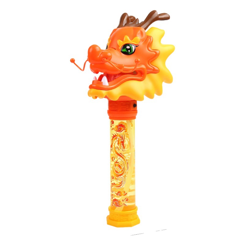 Nuevo dragón danza burbuja palo de mano de los niños luz eléctrica completa con música dragón año burbuja máquina primavera Festival juguete regalo