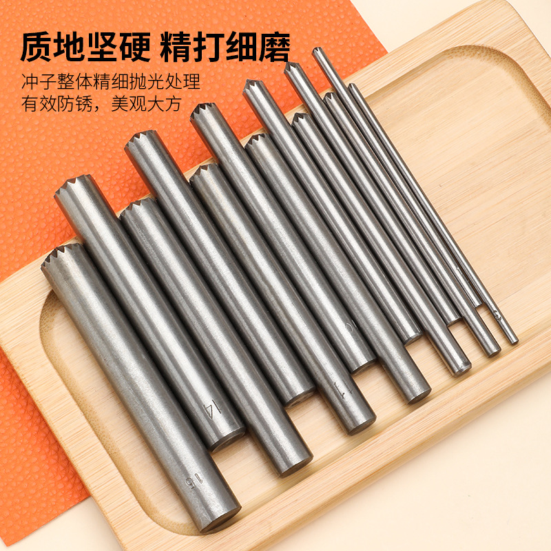 Manual de cuero flor punzonado callos flor punzonado crisantemo punzonado herramienta de perforación de cuero herramienta de instalación de remache hueco