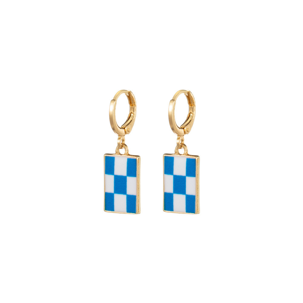 1 Pair Casual Simple Style Lattice Enamel Alloy Drop Earrings display picture 17