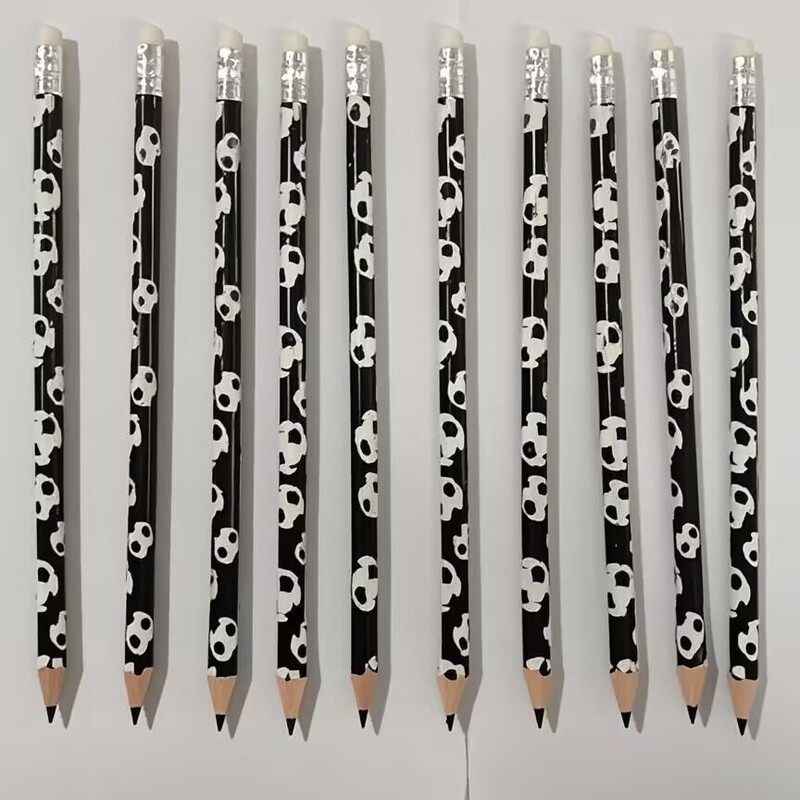 High Quality Writing Primary School Students Classic Black and White Football Pencil Wholesale Cross-Border Factory Football Sports Hb Pencil