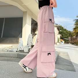 女童工装裤春夏2025新款儿童网红洋气工装阔腿裤宽松女孩街舞裤子