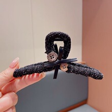 秋冬简约钮扣蝴蝶结布艺抓夹盘发头饰发抓饰品发量多头饰女