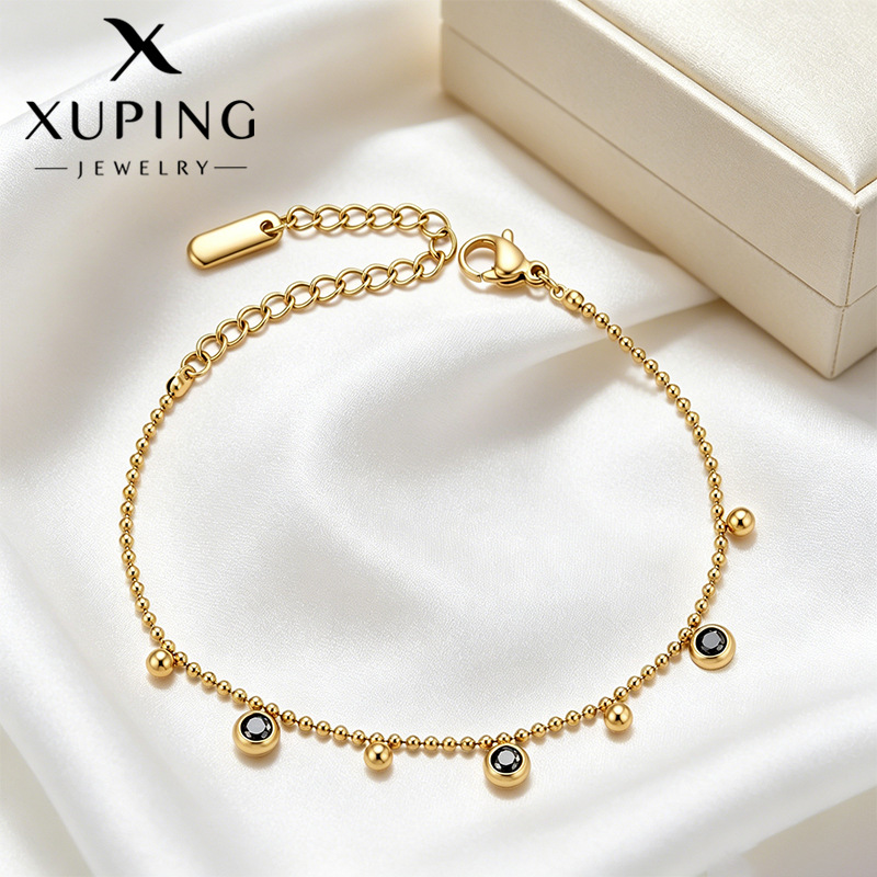 Xuping de acero inoxidable pequeña pulsera de bolas de borda de moda femenina minimalista estilo de personalidad Oh, joyas de mano transfronterizas joyas diarias