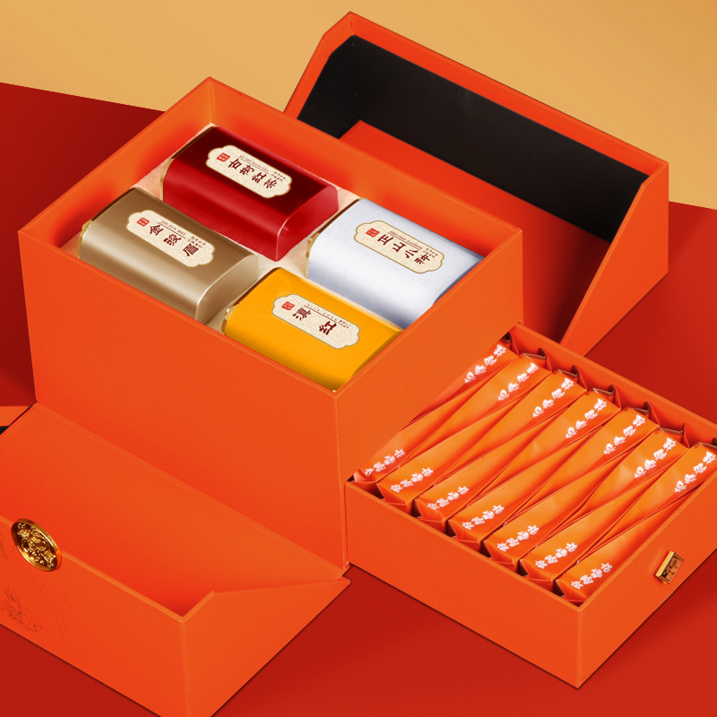 Selected Yunnan Dian Hong Small Canned Black Tea Oolong Tea Gift Box for High-End Festival Gifts for Elders