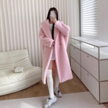 M家泰迪熊大衣2025冬新款冬季廓型羊驼绒皮草外套女中长款