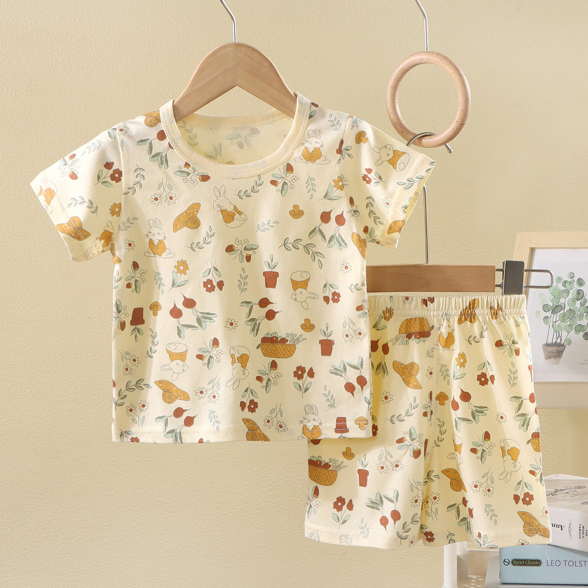 Children's Short-Sleeved Suit Summer Class a Pure Cotton Two-Piece Set for Boys and Girls Cartoon Printed T-Shirt Baby Thin Shorts Batch