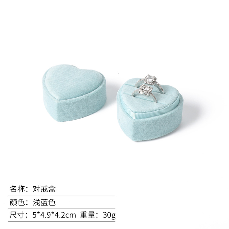 Caja de anillo coreana de terciopelo en forma de corazón, caja de colgante, caja de joyería de alta calidad, fábrica al por mayor en stock