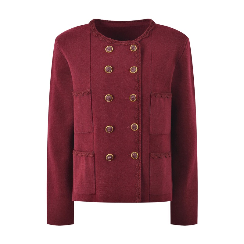 French-style light luxury cardigan with lion buttons, four pockets, round neck, knitted, fashionable and versatile, short niche top for women French-style light luxury cardigan with lion buttons, four pockets, round neck, knitted, fashionable and versatile, short niche top for women