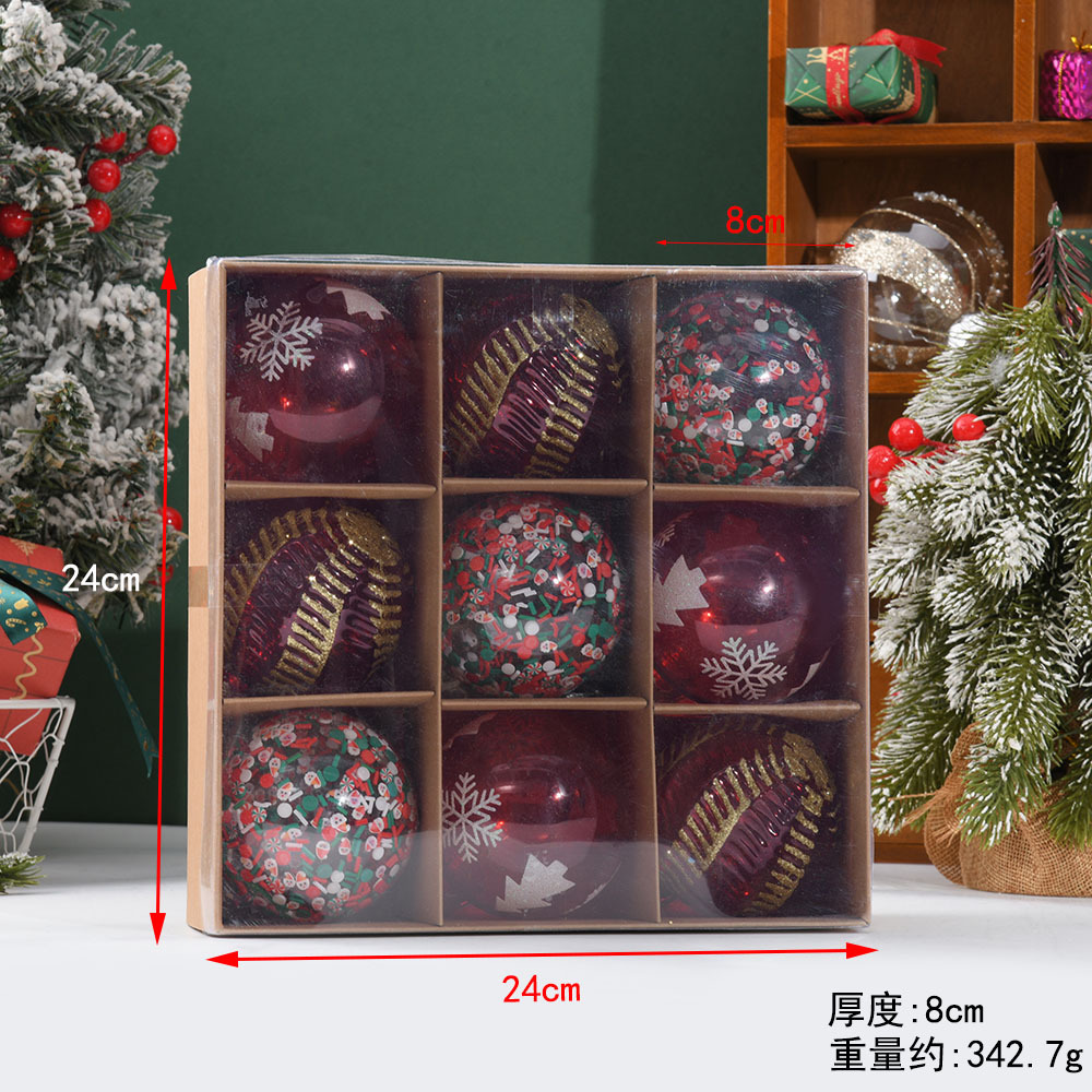 Decoración de Navidad de 8cm, bola de Navidad intermitente, galvanoplastia en color, exquisito colgante de árbol de Navidad, venta directa de fábrica