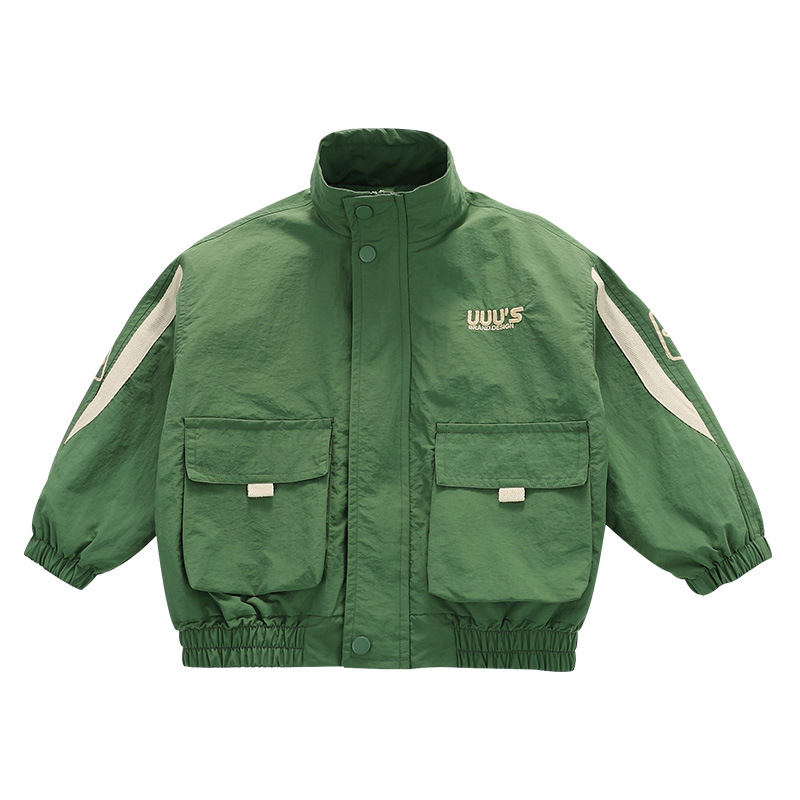 Sprint Suit 2023 Spring and Autumn New Children's Standing Neck Windbreaker Boys' Handsome Versatile_voghion.com
