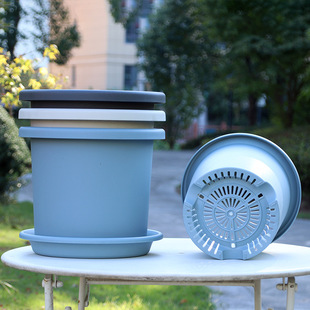 Large-Diameter Flower Pot with Tray Manufacturer Direct Supply Round Plastic Thickened Root Control Pot Desktop Pot High-Value Gallon Pot