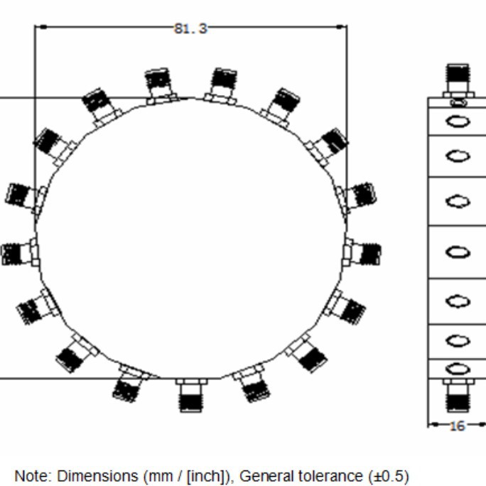 SMA头DC-3000M微带一分十六功分器DC-3G十六功率分配器电阻功分器