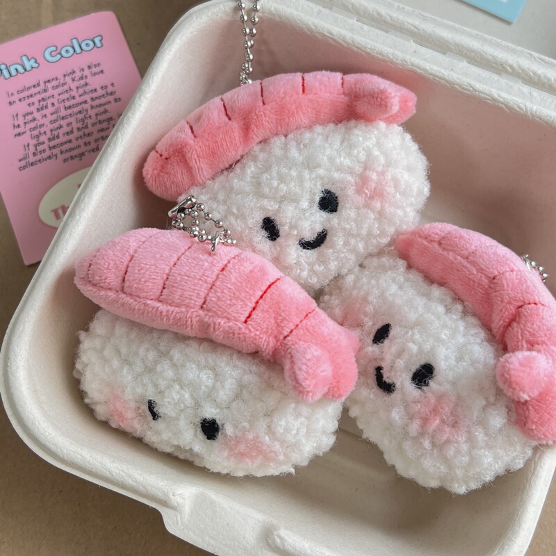 Sweet Shrimp Sushi ~ Plush Cute Bag Pendant Girl's Heart Best Friend Car Keychain Small Gift Sushi Doll