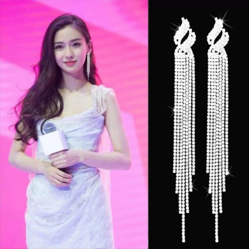 Взрывы японские и корейские длинные серьги со стразами, европейские и американские Ретро преувеличенные супер-яркие серьги, модные серьги с темпераментом оптом