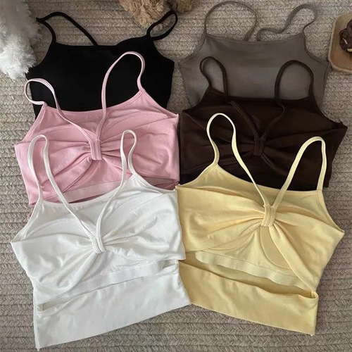 Ladies' Lace Bralette Tank Top with Pockets, Nipple Covers, Back Support, and Skirts