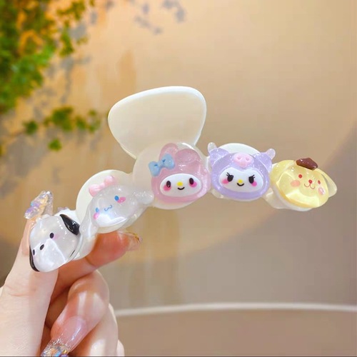 Thin glitter Sanrio hair clip Melody women's back hair clip cute and elegant new girl's hair shark clip