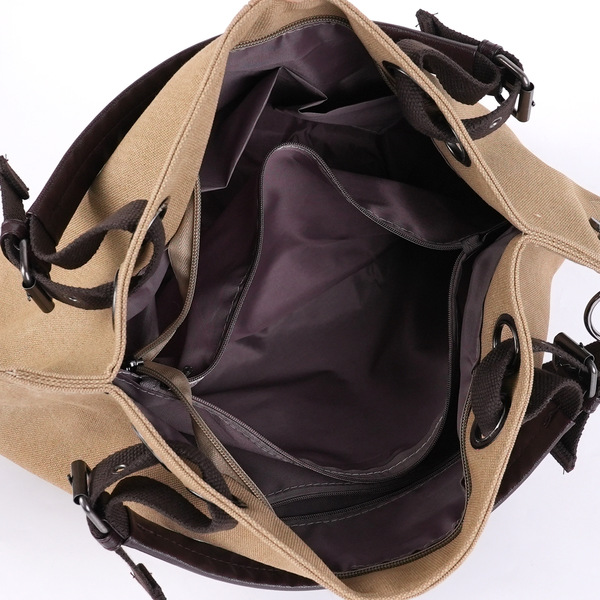 capacious retro solid color shopping bag