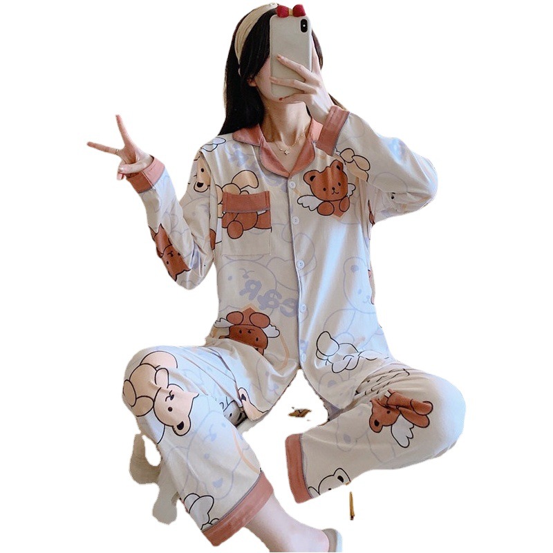 Lunar Clothing Spring and Autumn Postpartum Maternal Feeding Pregnant Women's Pajamas Summer Thin Sweat-Absorbing Breathable Pregnant Women's Nursing Clothes Set