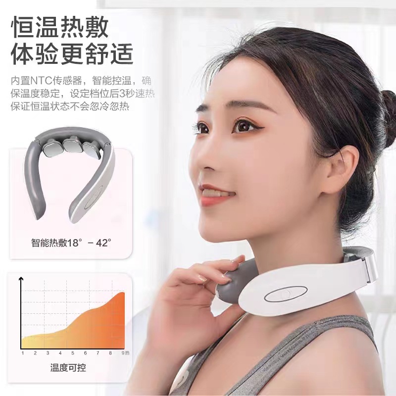 Three-head mini neck massager household electric pulse electronic folding massager multifunctional cervical massager