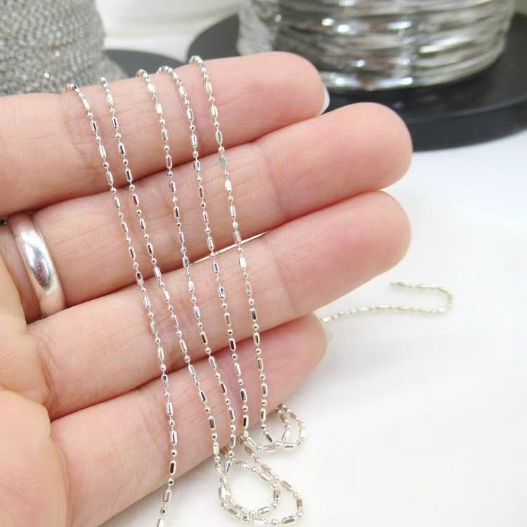 s925 sterling silver rectangular bead semi-finished chain, handmade DIY necklace accessories, materials for making bracelets, loose chain s925 sterling silver rectangular bead semi-finished chain, handmade DIY necklace accessories, materials for making bracelets, loose chain