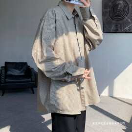 2025百搭格子衬衫男长袖春秋季新款潮牌宽松休闲衬衣外套痞帅寸衫