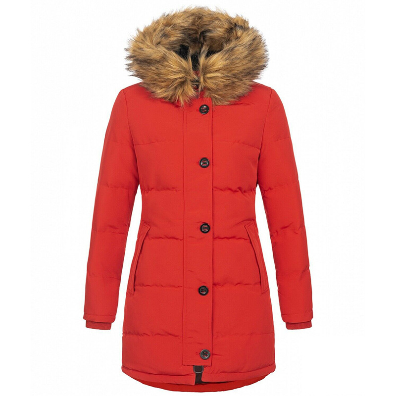 AliExpress Amazon de mujer con capucha de manga larga con cremallera cálida chaqueta de algodón acolchado invierno cremallera de longitud media abrigo de color sólido image 4