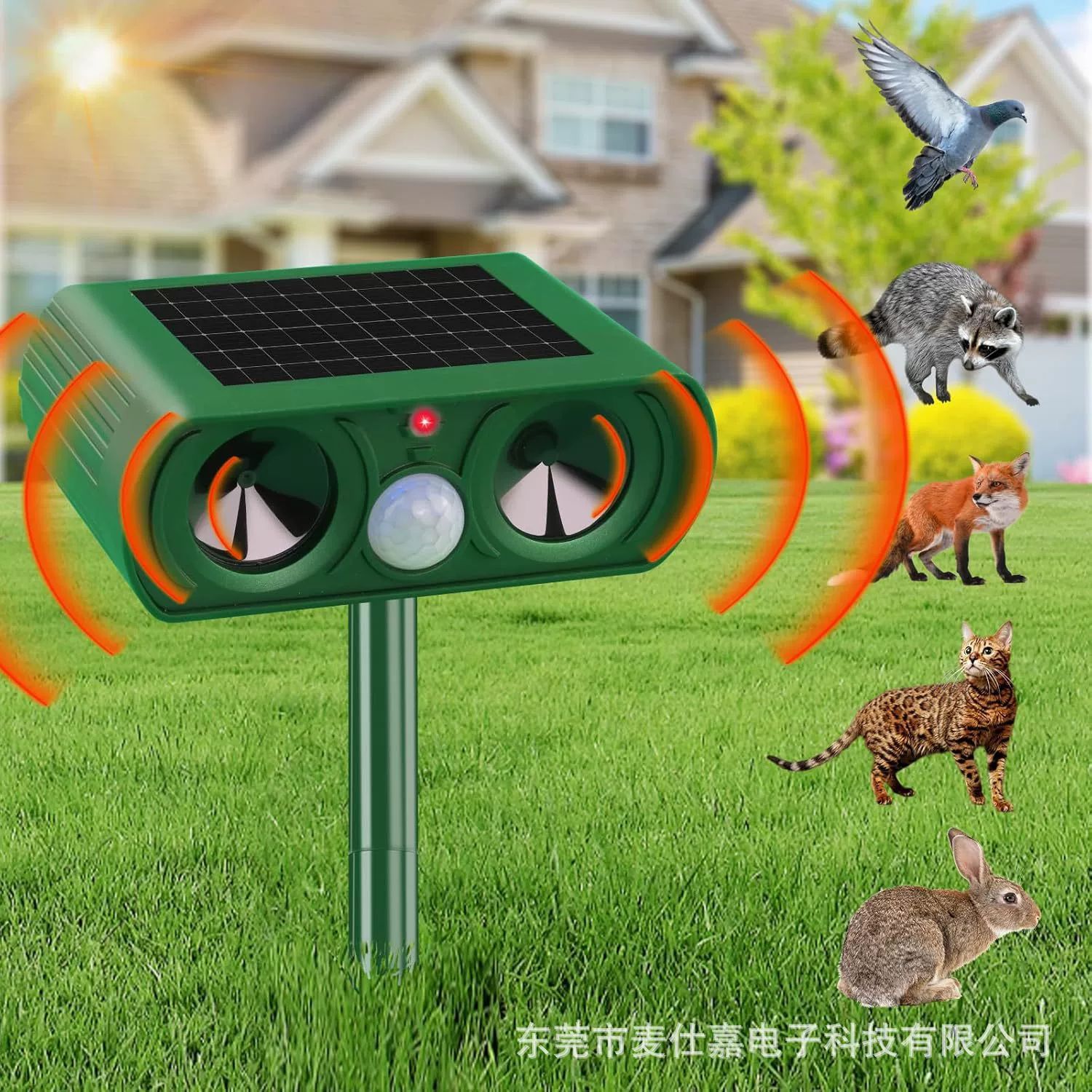 Repelente ultrasónico de animales salvajes, repelente ultrasónico de animales con energía solar, exterminador de roedores de alta potencia.