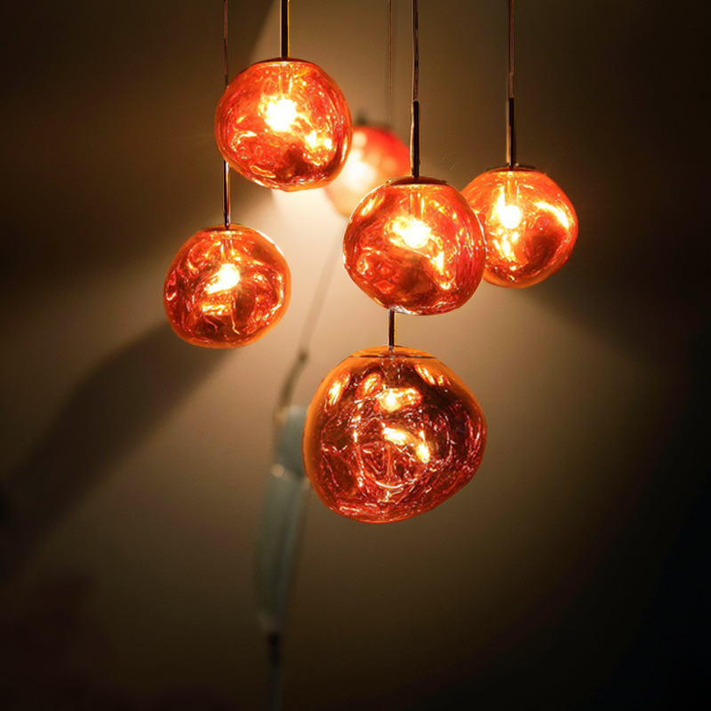 新品北欧设计异形熔岩吊灯现代简约餐厅会所酒吧玻璃吊灯创意灯具