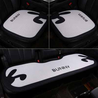 Pad, Non-Slip Breathable Seat Cushion Cover | Seat cushion, seat cover - houndstooth-white-rabbit-three-piece-set-2-front-seats-rear-seat-bench-honeycomb